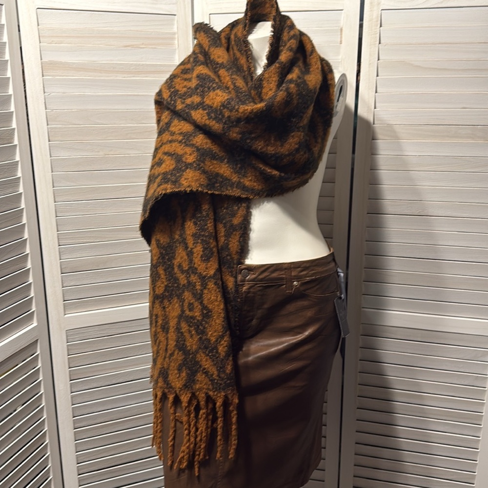 Super Soft Leopard Print Fringe Scarf Wrap